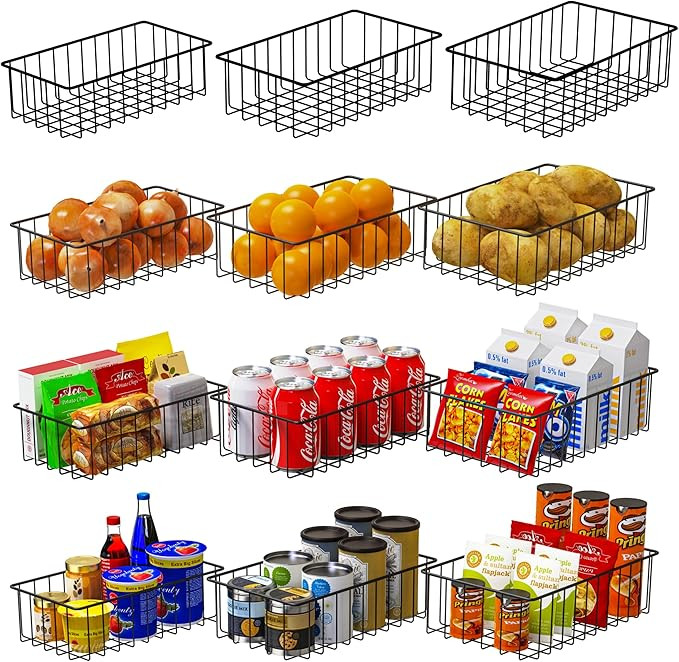 Joben Oligey 12 PACK (3 Szie) Small Wire Storage Baskets for Organizing,Pantry Organization Bins ... | Amazon (US)