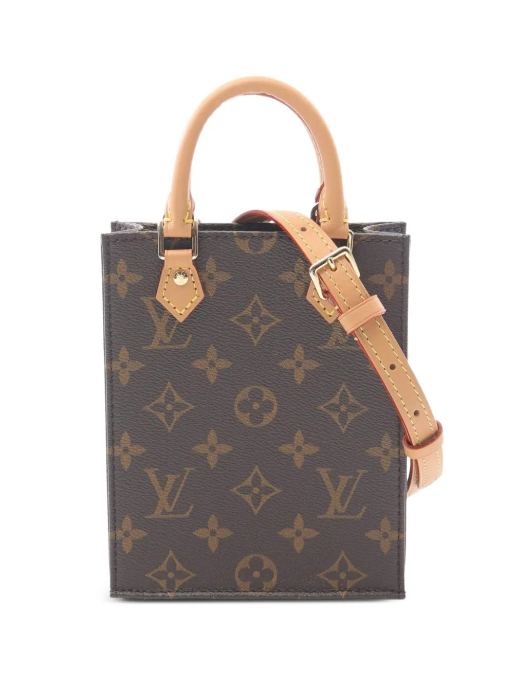 Louis Vuitton Pre-Owned 2021s Monogram Petite Sac Plat handbag - Brown | Farfetch Global