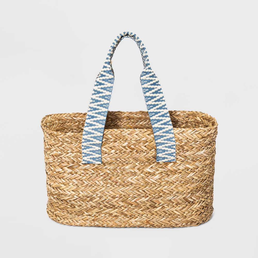 Straw Webbing Strap Tote Handbag - Universal Thread Natural, Brown | Target