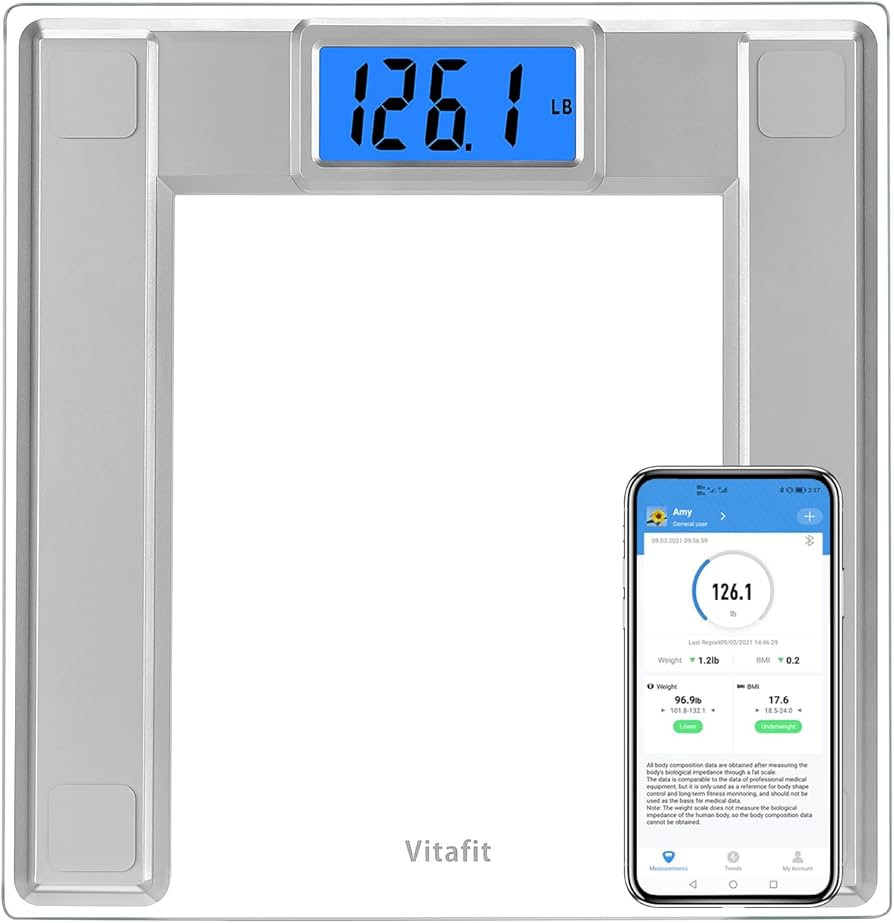 Vitafit 550lb Digital Bathroom Scale for Body Weight and BMI Via Smart APP, High Accuracy Assured... | Amazon (US)