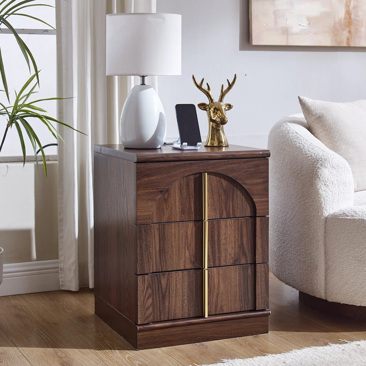 18'' W Modern Nightstand With Charging Station, End Tables With 3 Large Drawers | Wayfair North America