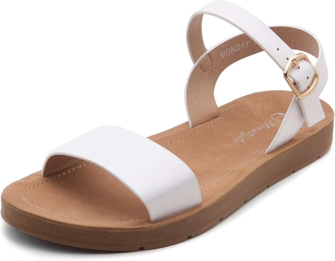 Herstyle Womens Monday Open Toes One Band Ankle Strap Flat Sandals | Amazon (US)