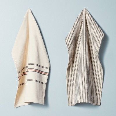2pk Striped Kitchen Towel Set Natural/Railroad Gray - Hearth &#38; Hand&#8482; with Magnolia | Target