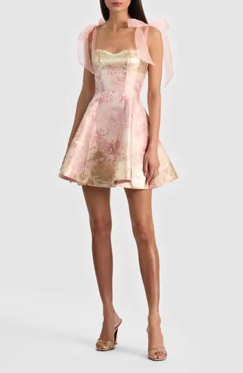 ALICE + OLIVIA Summer Toile Jacquard Minidress in English Rose Toile at Nordstrom Rack, Size 6 | Nordstrom Rack