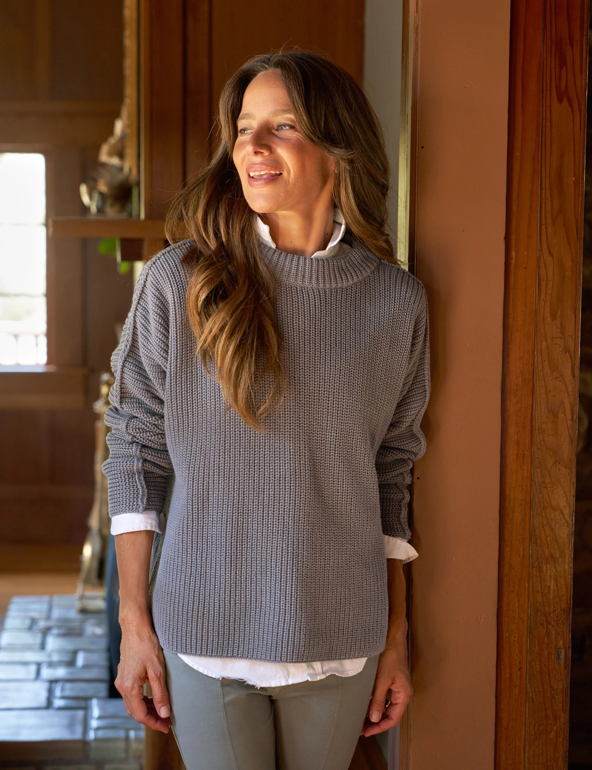 MONTECITO SWEATER Elephant, Pure Italian Cotton | Frank & Eileen