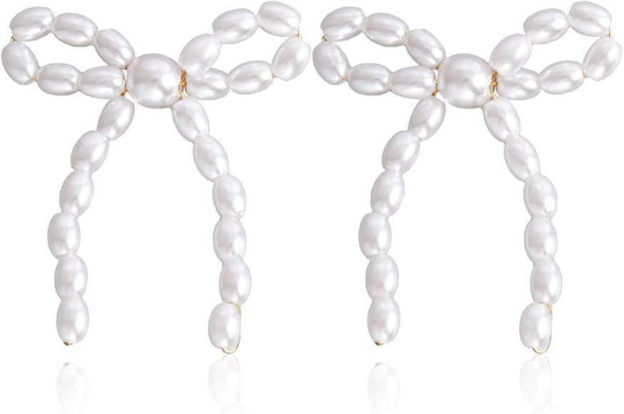 Pearl Bow Earrings for Women Pearl Drop Earrings Bow Knot Dangle Earrings Bow Stud Earrings Gifts | Amazon (CA)