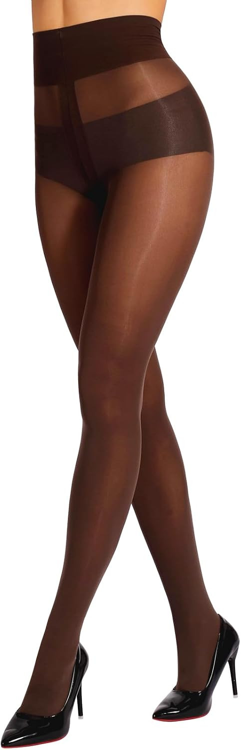 Ultimate Rip Resistant Tights for Women, 40D Semi Sheer High Waist Control Top Indestructible T-Crotch Stockings | Amazon (US)