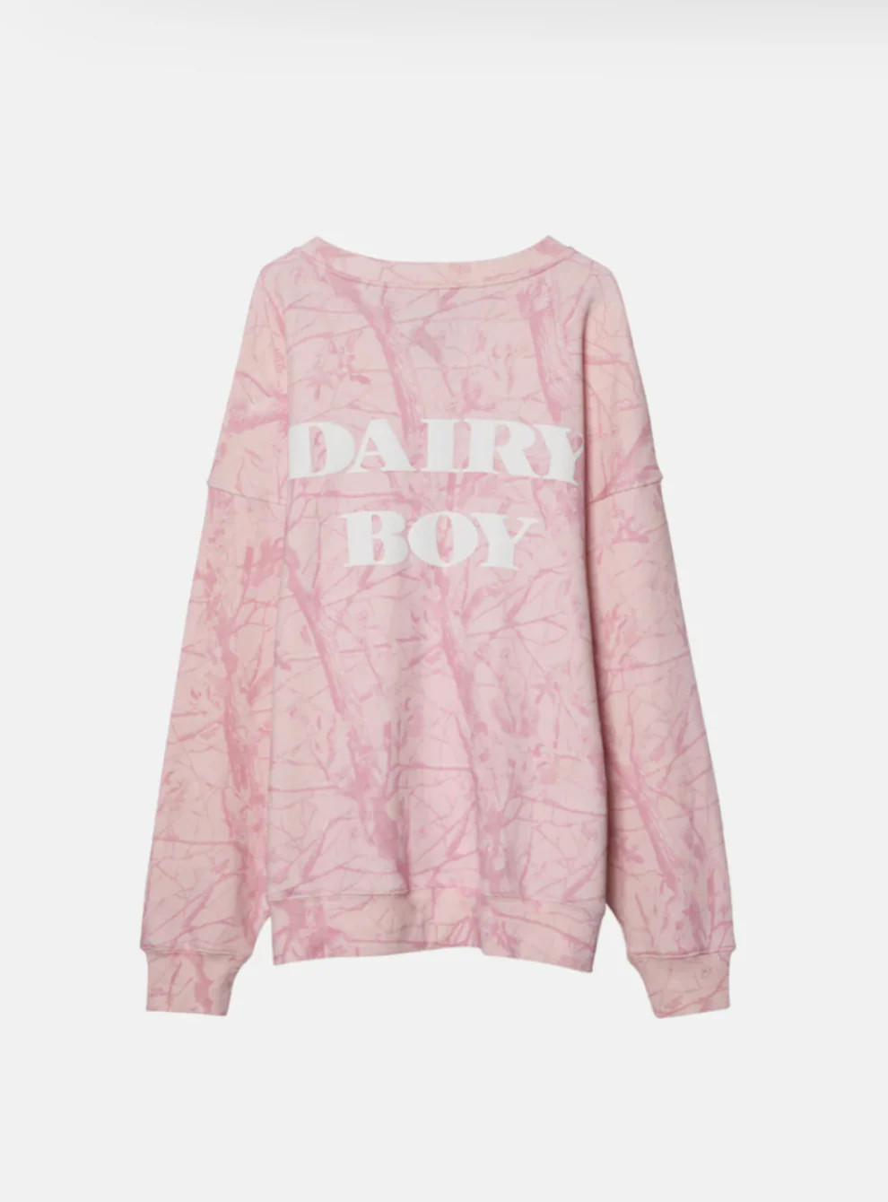 Oversized Crewneck - Bubblegum Camo White Puff | Dairy Boy