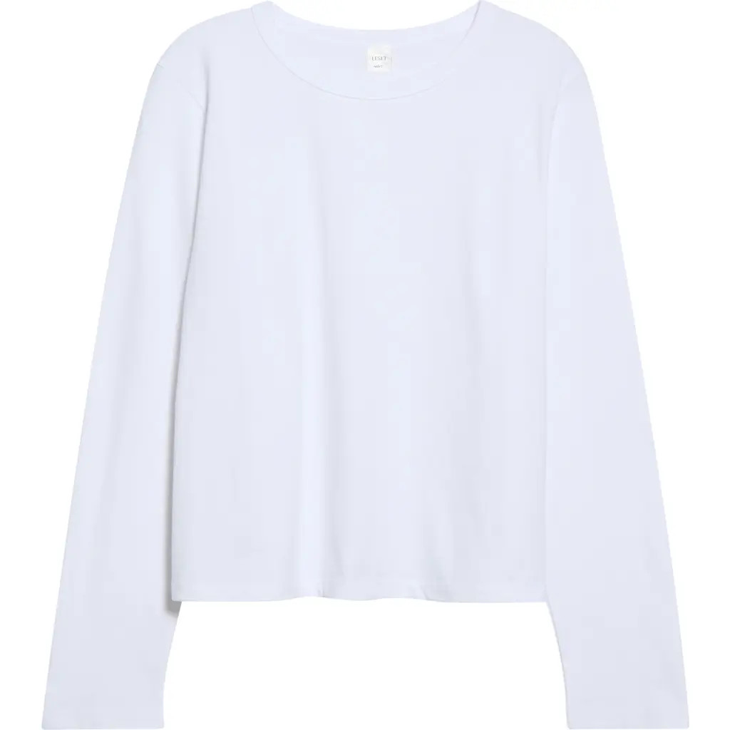 LESET Margo Long Sleeve T-Shirt in White at Nordstrom, Size Large | Nordstrom