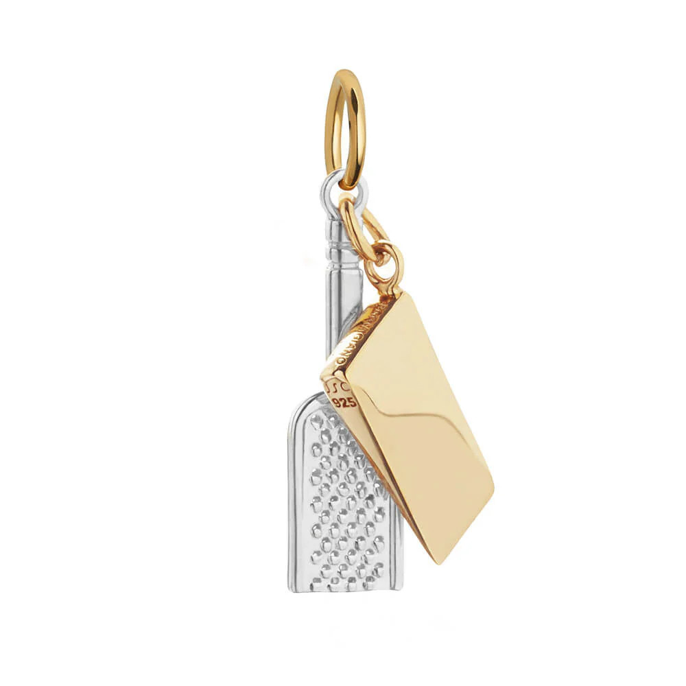 Gold Cheese & Grater Charm | Italy Travel Charm | Two-Tone Gold Vermeil | Jet Set Candy (US)
