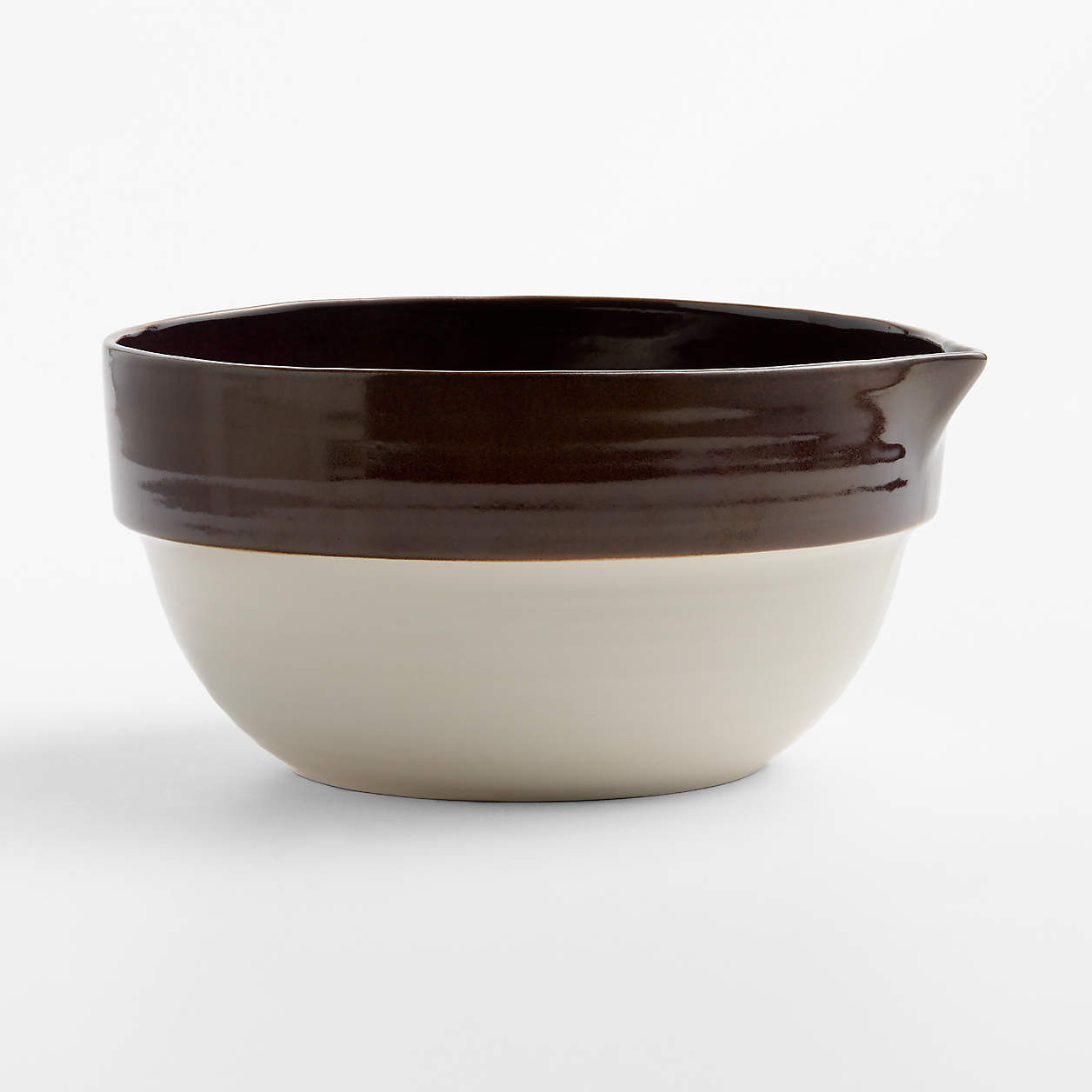 Umber Brown Rimmed Ceramic 5-Qt. Mixing Bowl + Reviews | Crate & Barrel | Crate & Barrel