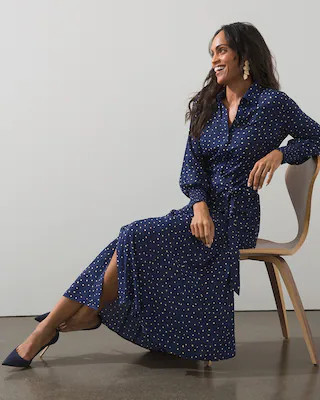Godet Dot Print Maxi Shirt Dress | Chico's