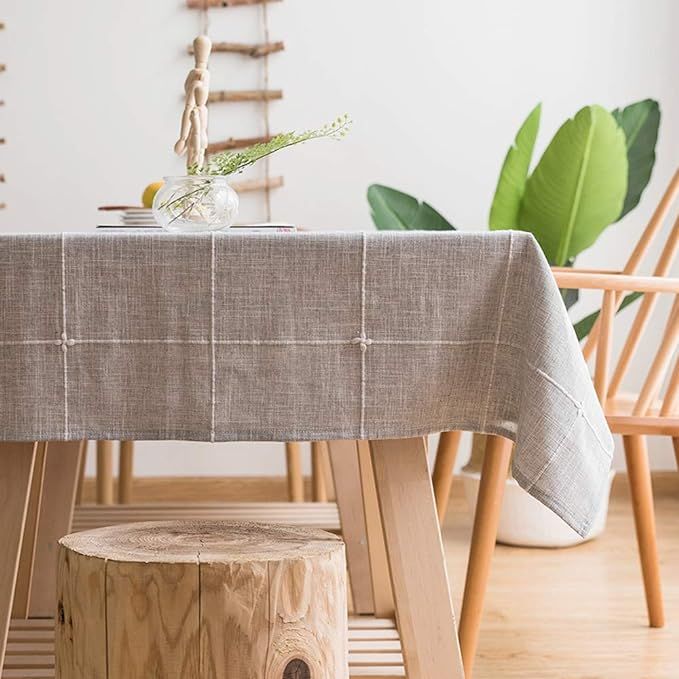 LINENLUX Striped Cotton Linen Tablecloth/Table Cover with Tassel Gray Grid Rectangle/Oblong 55 X ... | Amazon (US)