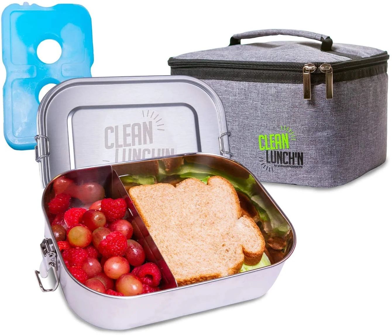 Clean Lunch'N Large Stainless Steel Bento Lunch Box, Adjustable/Removable Divider – 50 Oz. Free... | Walmart (US)