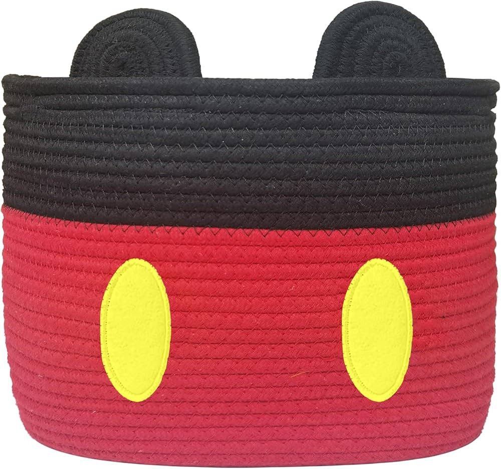 Mickey Mouse Basket Baby Shower Basket Bath Cotton Rope Woven Basket Nursery Diaper Toy Organizer... | Amazon (US)