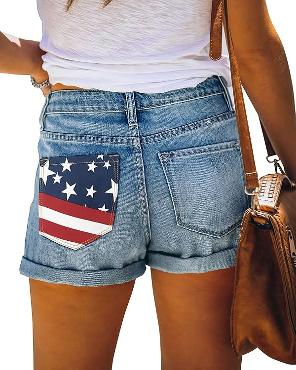 SANMM Womens Casual Stretch Denim Jean Shorts with Button Pockets for Summer | Amazon (US)
