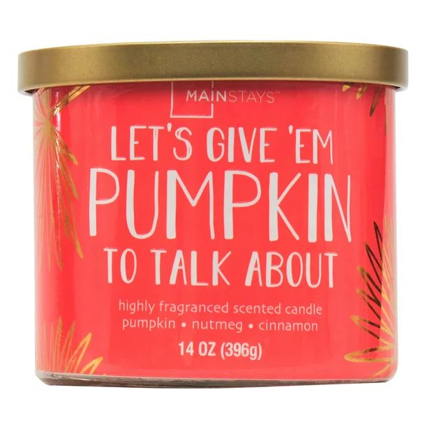Mainstays 14 Ounce 3 Wick Candle Let's Give 'Em Pumpkin To Talk About Wrap - Walmart.com | Walmart (US)