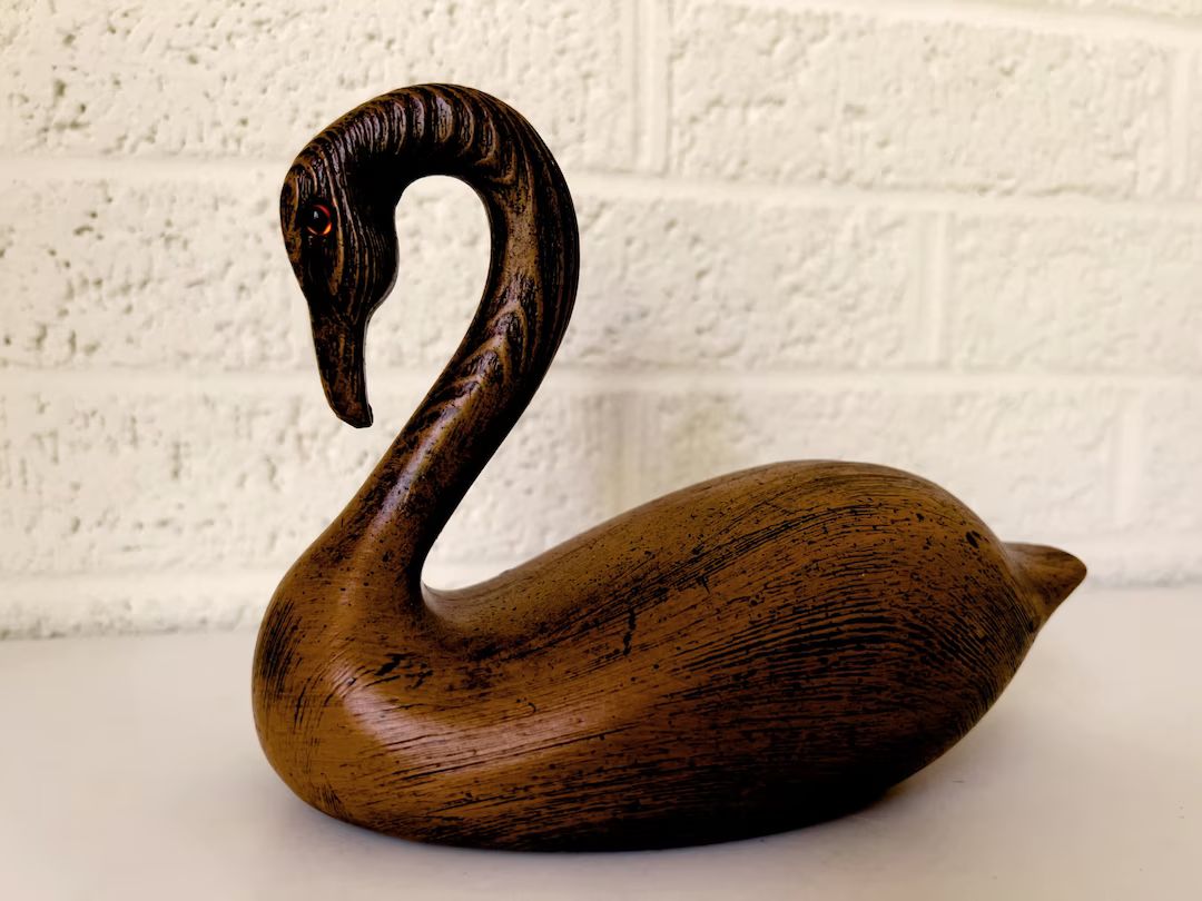 Vintage Swan Figurine with Glass Eyes | Swan or Goose Figurine | Etsy (US)