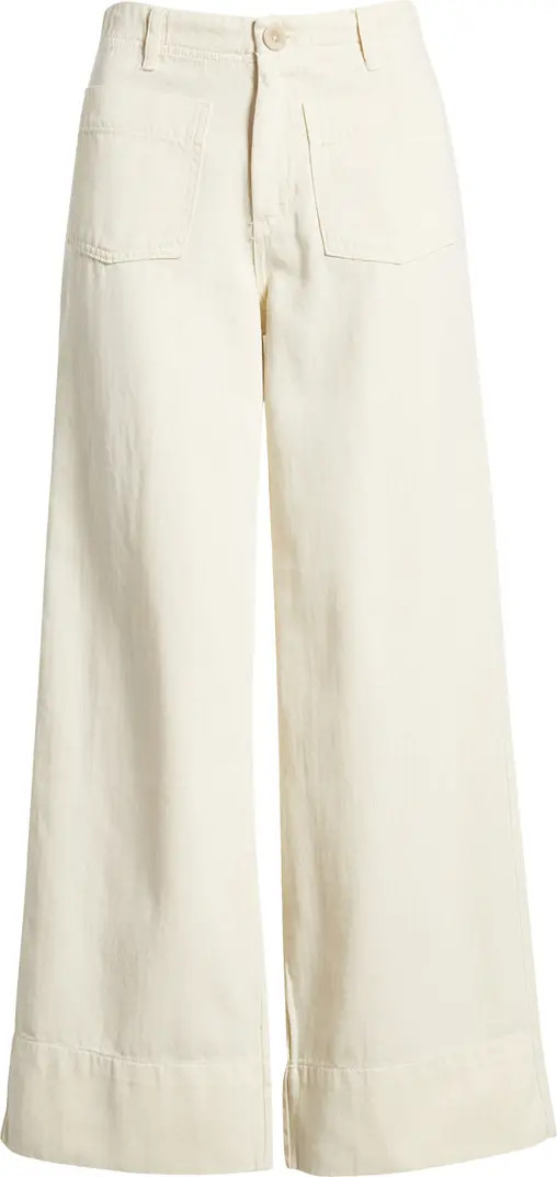 Patch Pocket Ankle Herringbone Twill Wide Leg Pants | Nordstrom