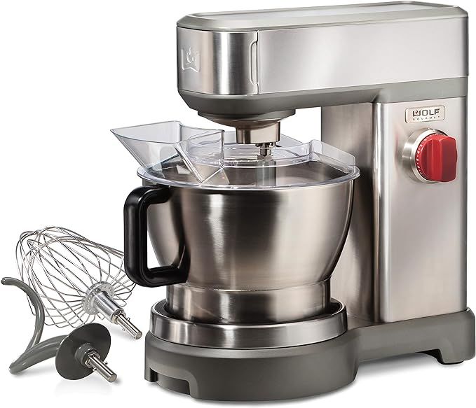 Wolf Gourmet High-Performance Stand Mixer, 7 qrt, with Flat Beater, Dough Hook and Whisk, Brushed... | Amazon (US)
