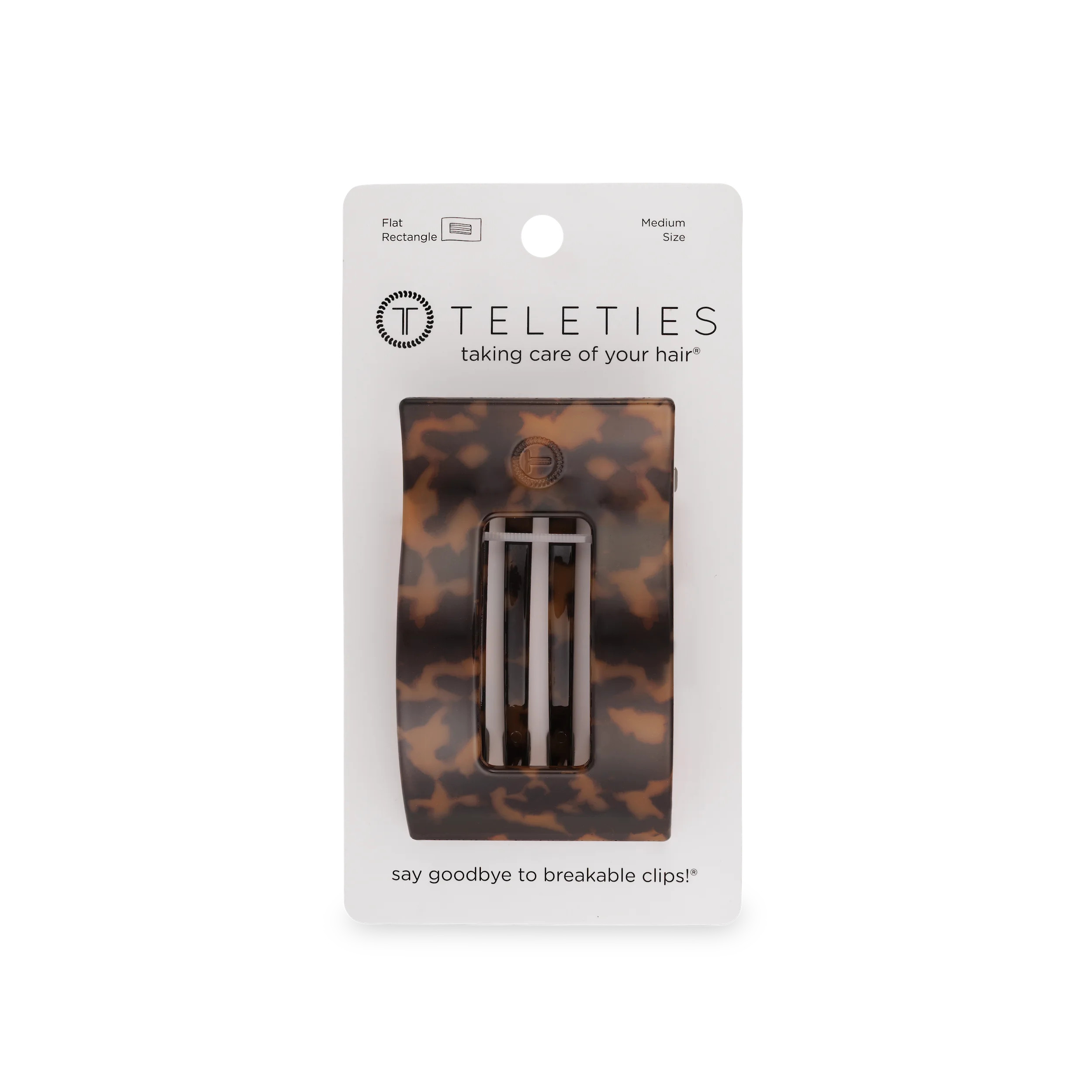 Teleties Flat Rectangle Hair Clip, Tortoise, Medium | Walmart (US)