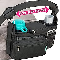Non-Slip Stroller Organizer With Cup Holders, Exclusive Straps Grip Handlebar. Universal Fit For ... | Amazon (US)