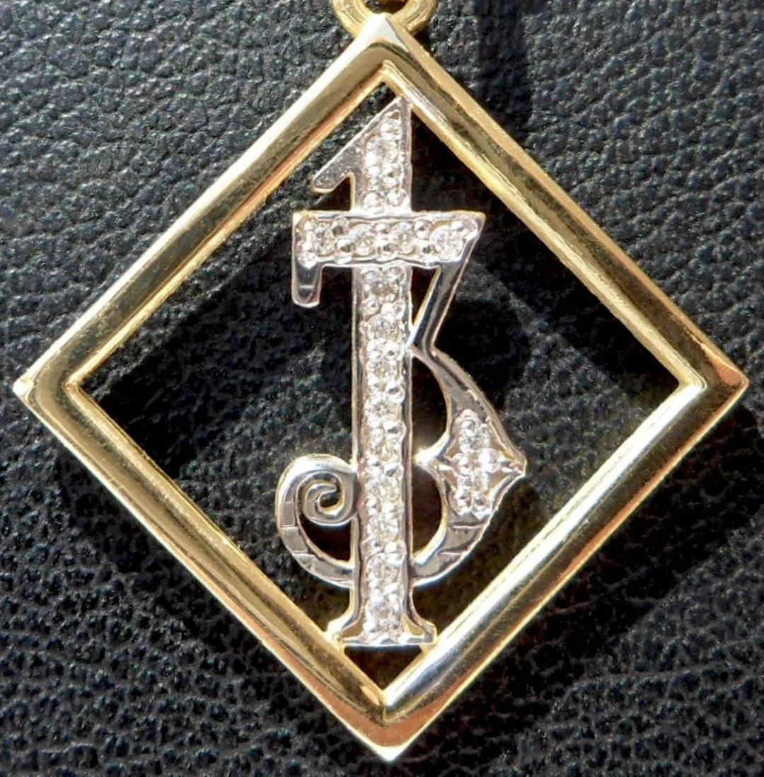 LUCKY NUMBER 13 CHARM PENDANT SET 17 ROUND CUT DIAMONDS 0.01 CT ( F / VS ) FOR A DIAMOND TOTAL O... | Etsy (US)