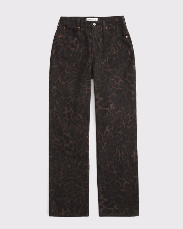 Curve Love High Rise 90s Relaxed Leopard Print Jean | Abercrombie & Fitch (US)