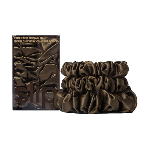 slip Back to Basics Dark Brown Midi & Large Scrunchie Set | Includes 2 Midi & 1 Large Pure Silk Scrunchies | 100% Mulberry Silk, Anti-Crease, Gentle on Hair, Reduces Breakage | Elegant & Durable | Amazon (US)