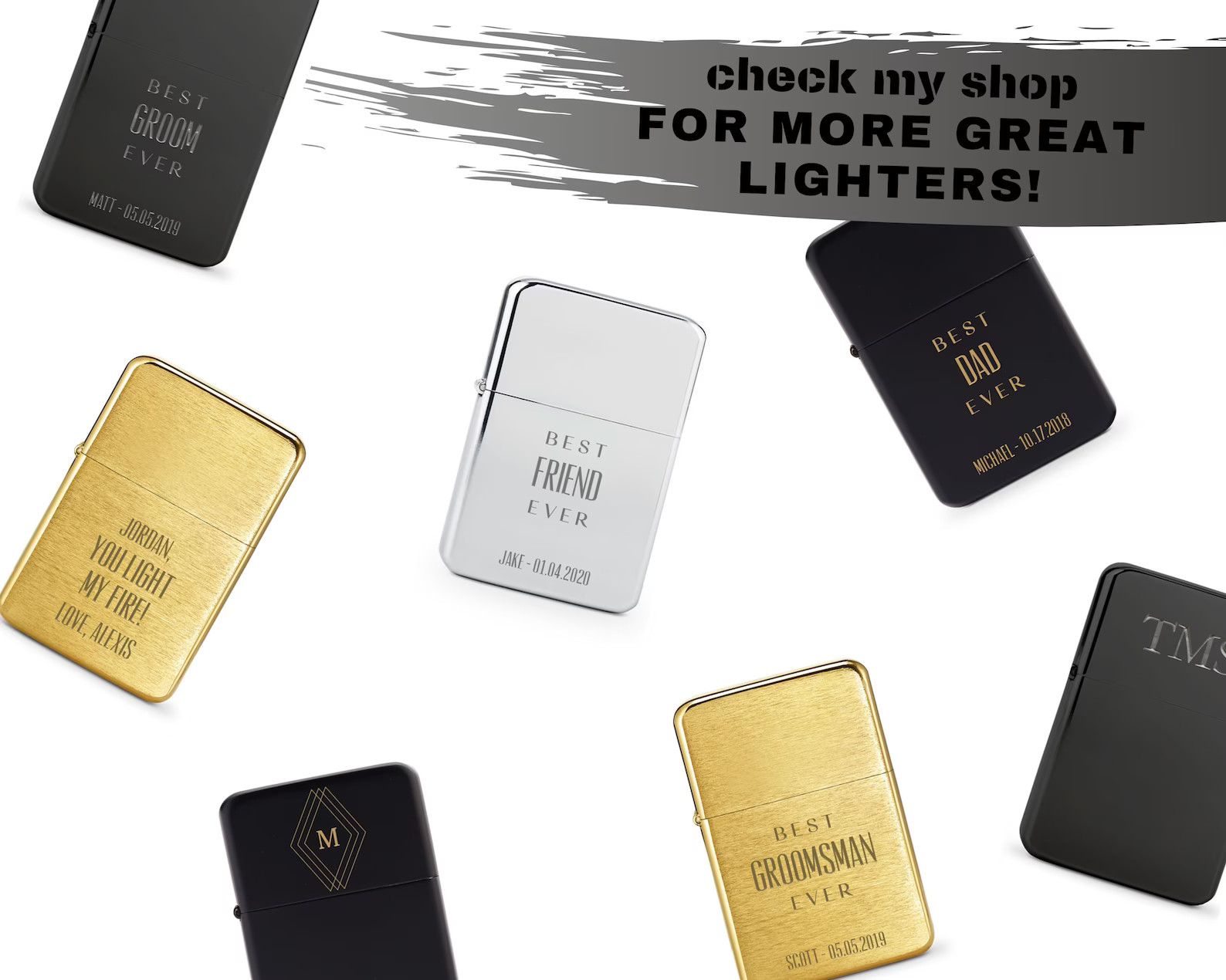 Personalized Engraved Lighter Custom Initial Groomsman - Etsy | Etsy (US)