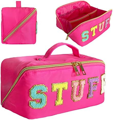 STOMKIRE Preppy Bag Stoney Clover Makeup Bag Nylon Cosmetic Bag Stuff Makeup Bag Chenille Letter ... | Amazon (US)