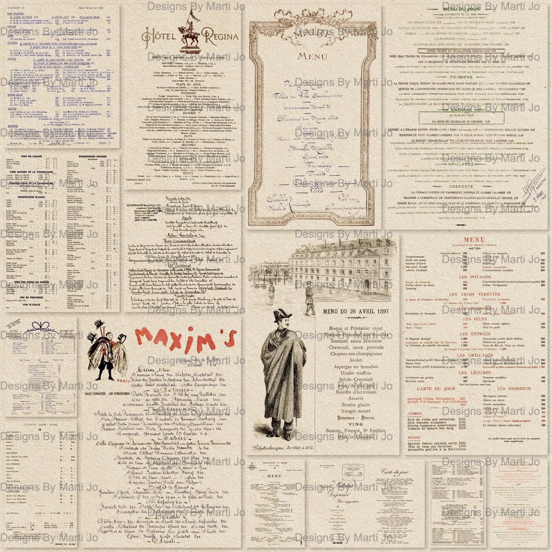 15 Vintage French Restaurant Menu PNG Overlays  Printable - Etsy | Etsy (US)