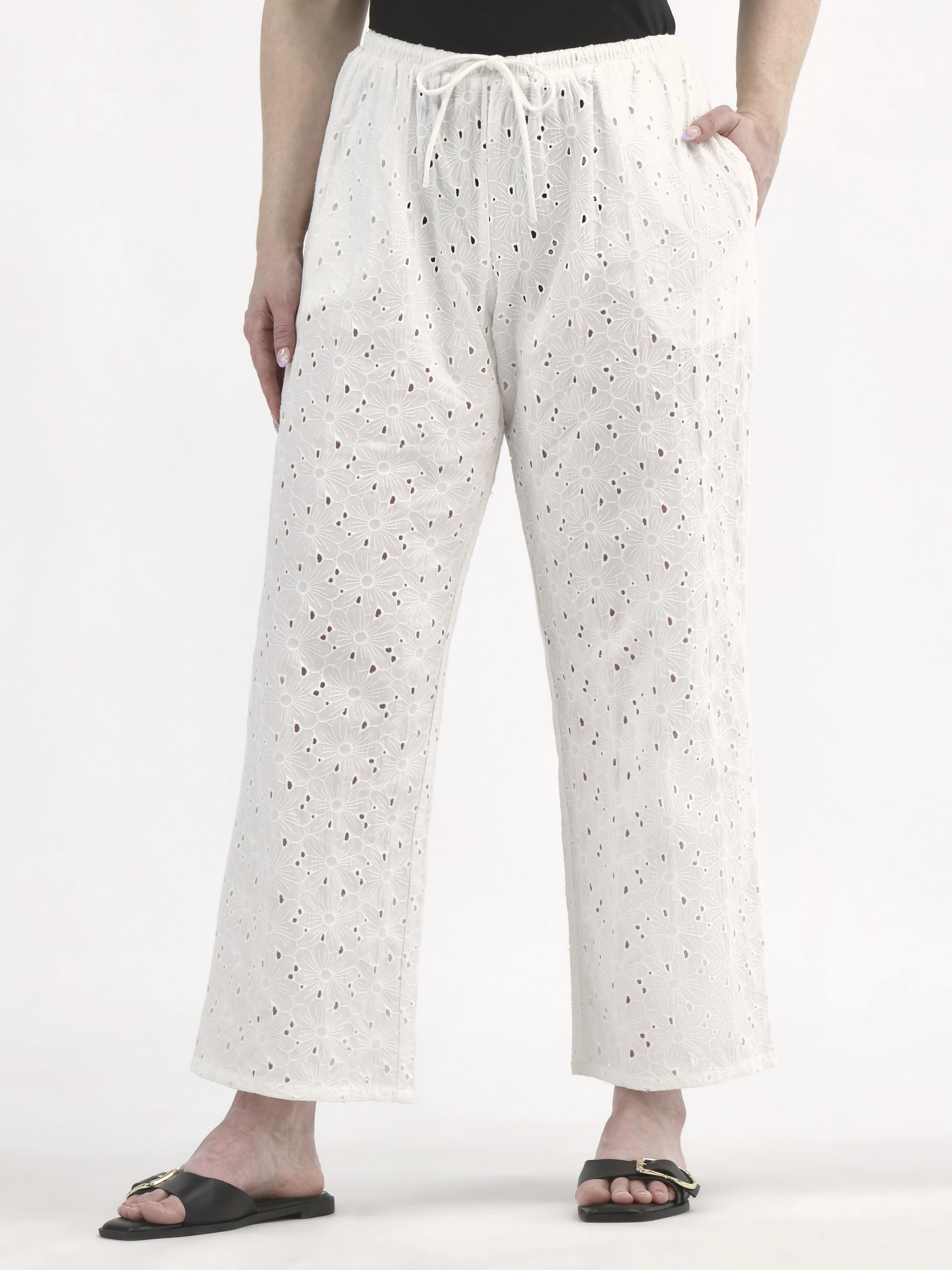 Free Assembly Women's Cotton Eyelet Coverup Pants, Sizes XXS-XXL | Walmart (US)