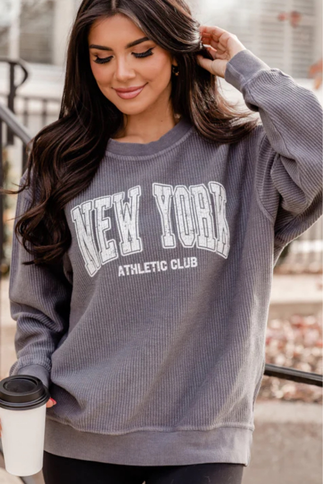 NEW YORK ATHLETIC CLUB CHARCOAL CORDED GRAPHIC SWEATSHIRT | #pinklily

#LTKfitness #LTKSpringSale #LTKSeasonal
