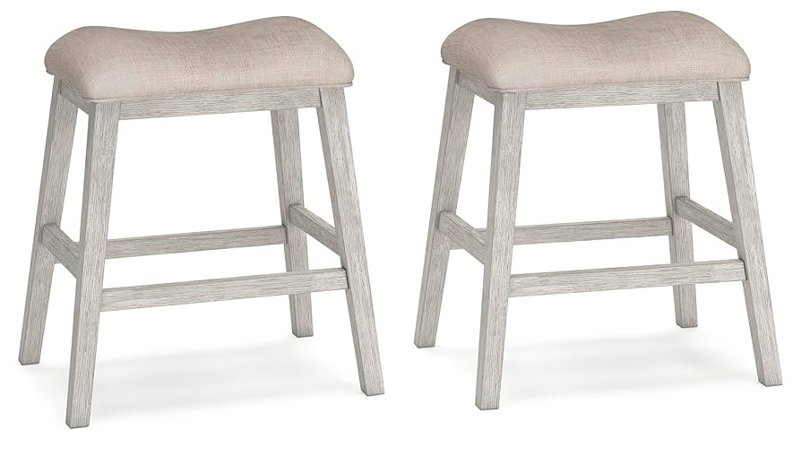 Signature Design by Ashley Skempton Modern 24" Counter Height Upholstered Barstool, 2 Count, Whit... | Amazon (US)