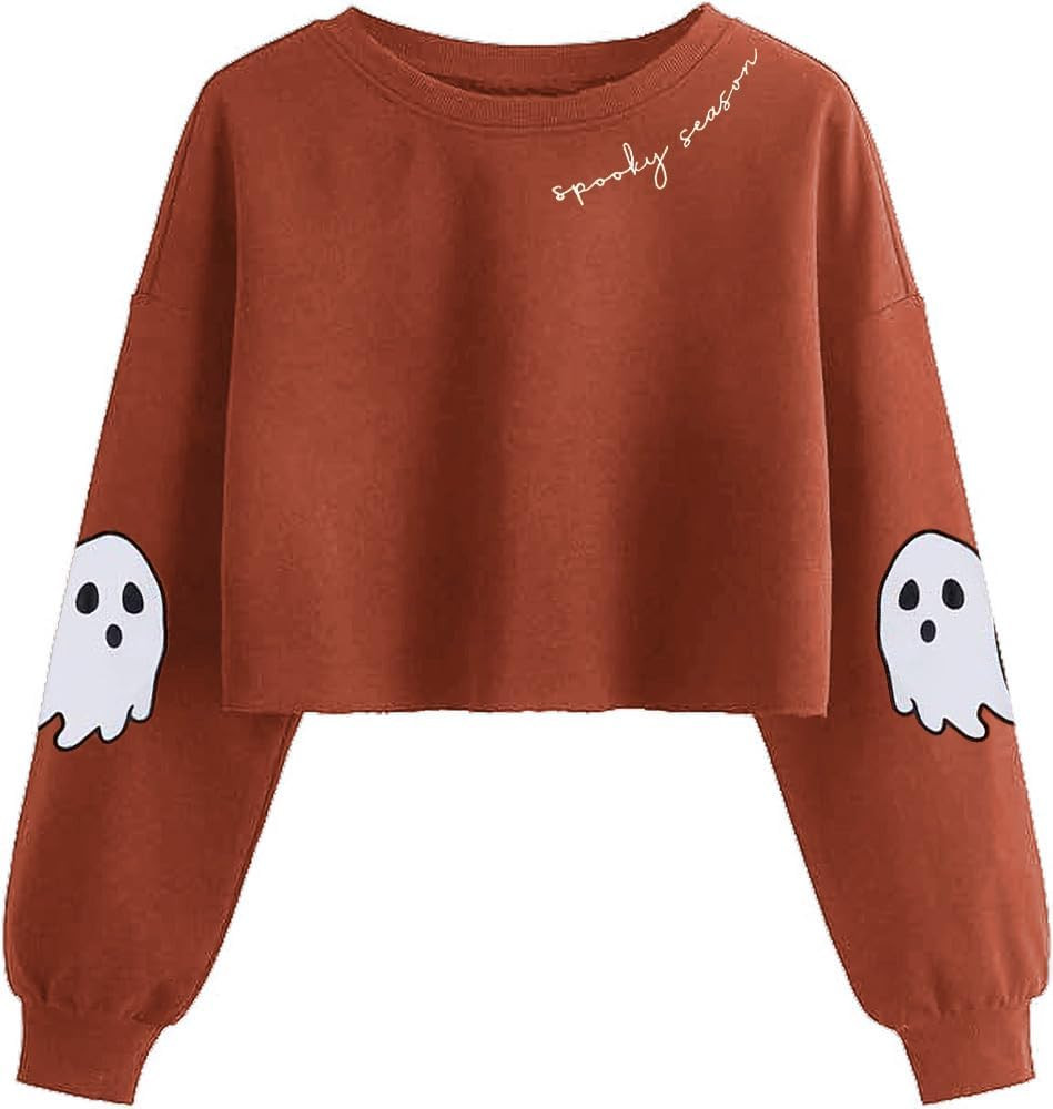 Retor Ghost Skull Crop Sweatshirt | Amazon (US)
