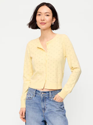 SoSoft Lite Cropped Pointelle Cardigan | Old Navy (US)