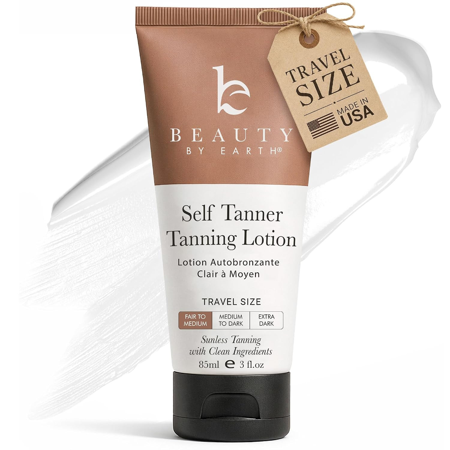 Tanning Lotion Self Tanner - With Natural & Organic Ingredients, Travel Size Self Tanning Lotion, Non Toxic Gradual Tanning Lotion, Sunless Tanning Lotion for Fake Tan for Women & Men, Fair to Medium | Amazon (US)