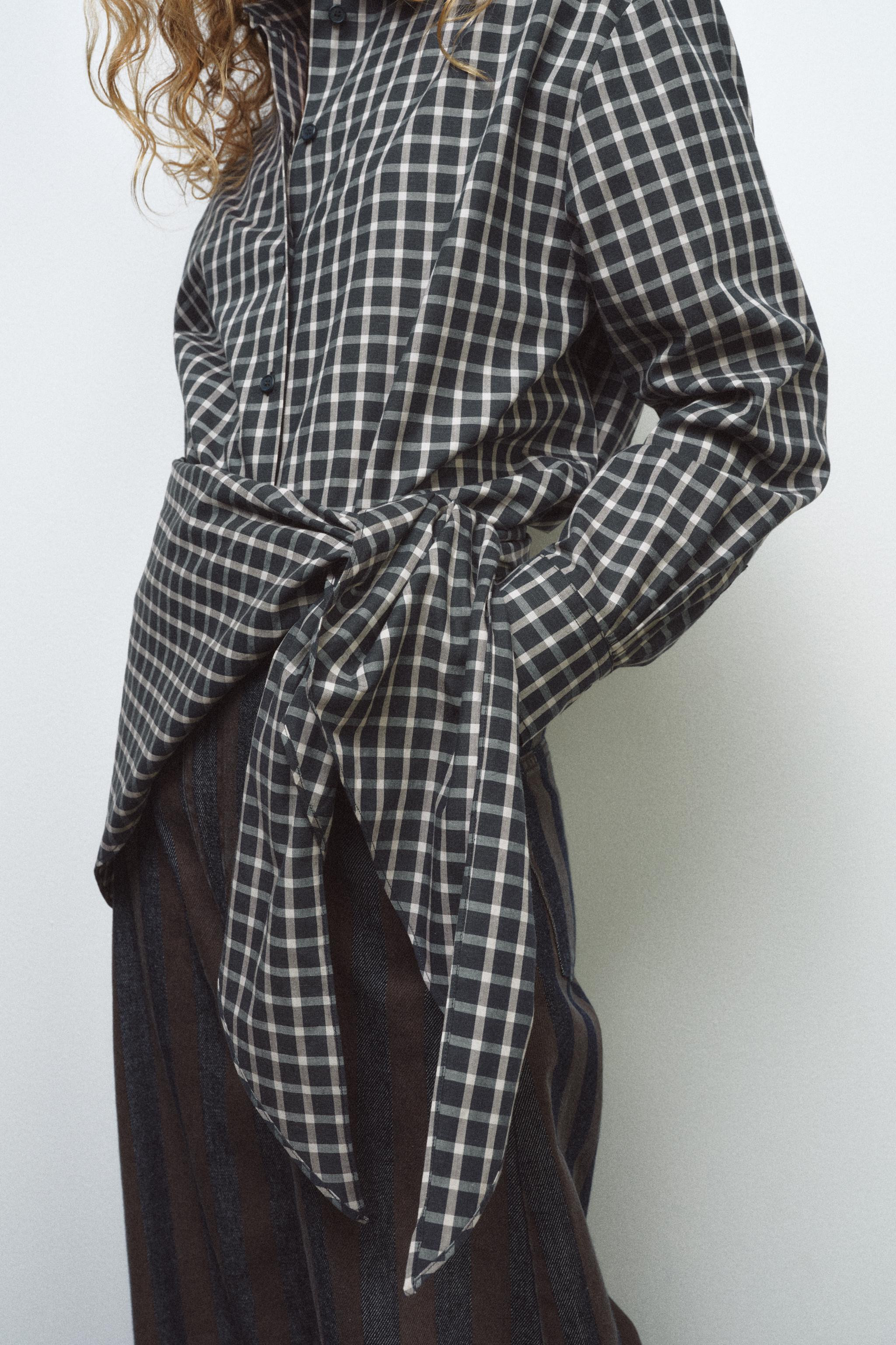 PLAID SHIRT WITH SCARF ZW COLLECTION | Zara US