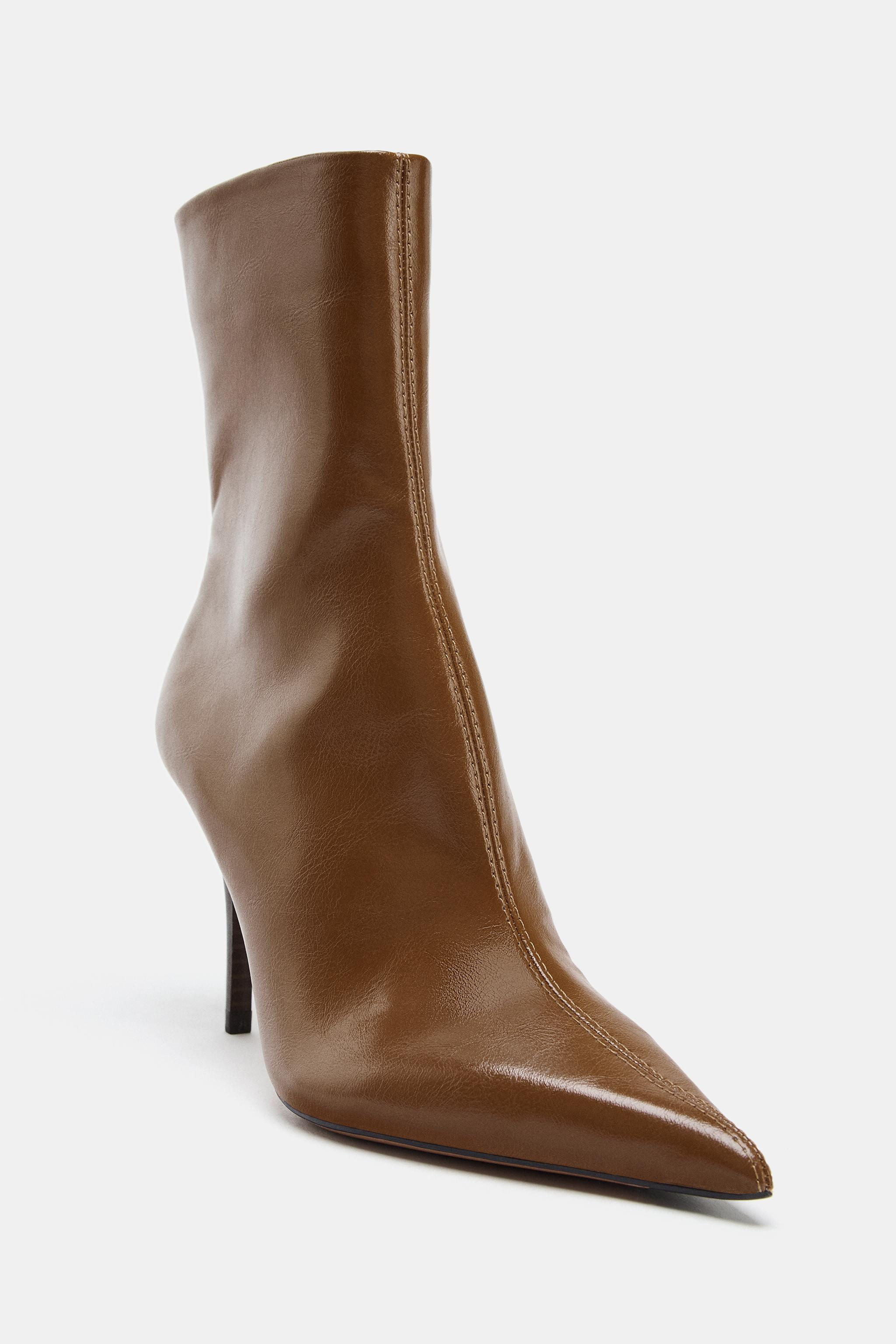 PATENT HEELED ANKLE BOOTS | Zara US