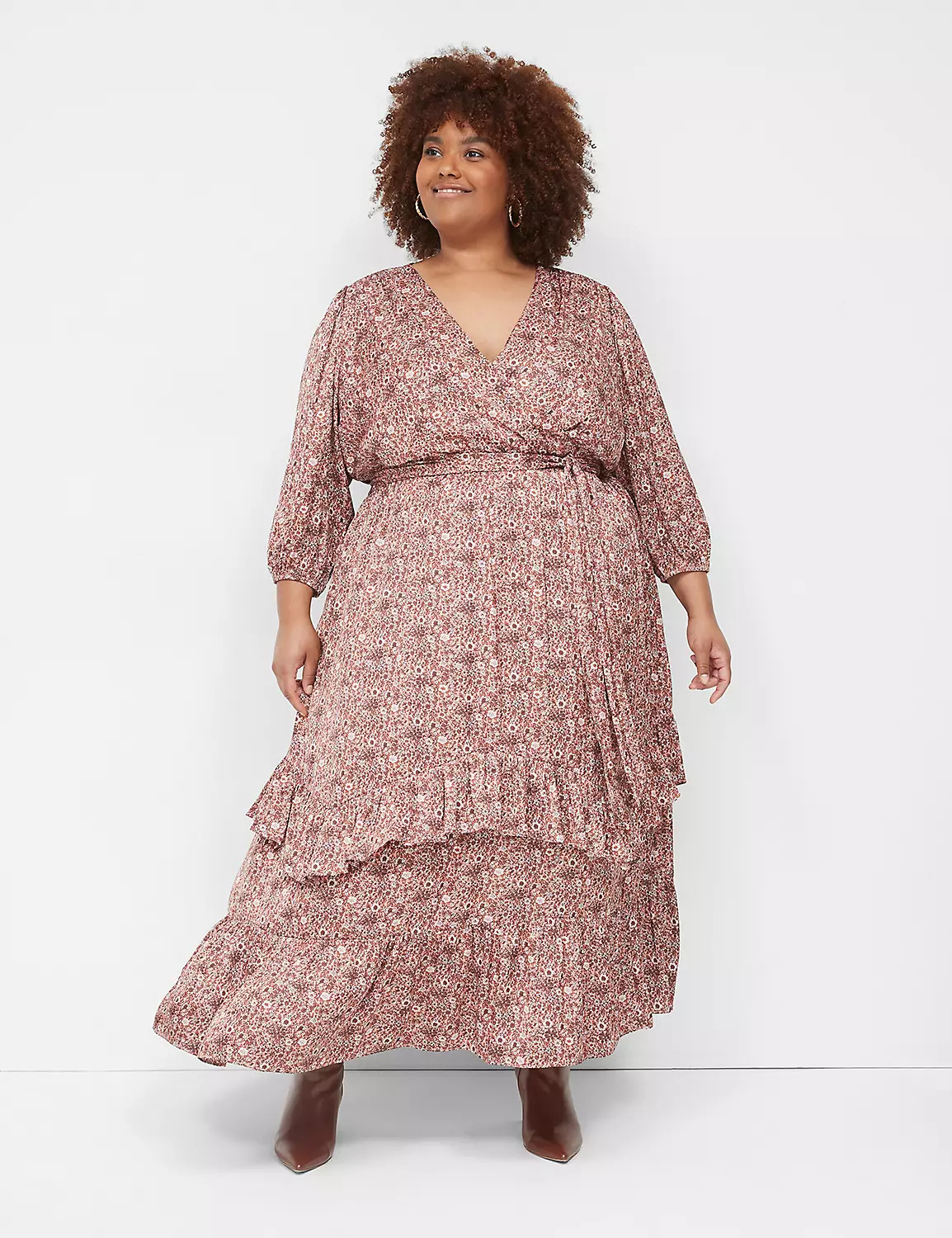 3/4 Sleeve Flounce-Hem Midi Dress | LaneBryant | Lane Bryant (US)