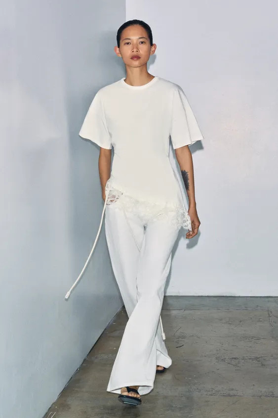 HEAVY COTTON LACE T-SHIRT | Zara US