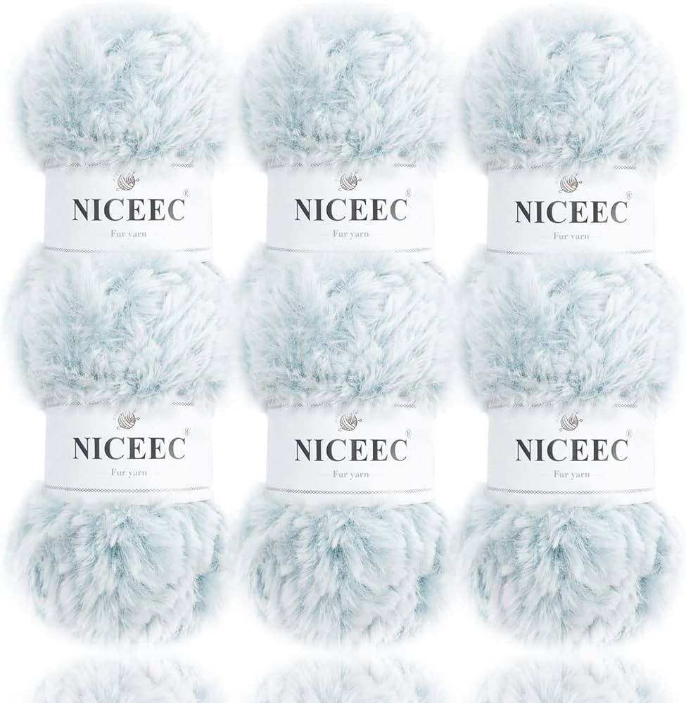NICEEC Faux Fur Yarn Super Soft Yarn Chunky Fluffy Yarn Eyelash Yarn for Crochet Knit Total Lengt... | Amazon (US)