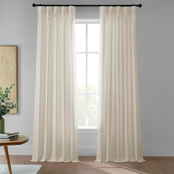 HPD Half Price Drapes Farm Town Faux Linen Textured Semi Sheer Curtains for Bedroom 84 Inches Lon... | Amazon (US)