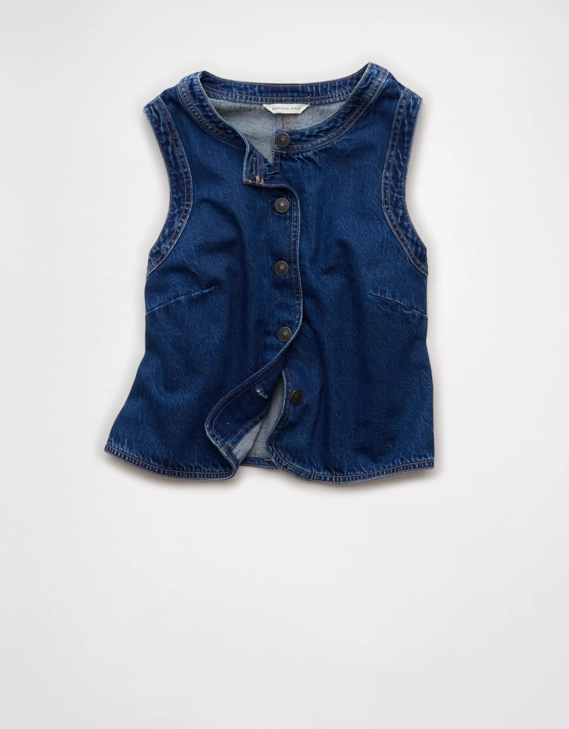 AE High-Neck Denim Vest | American Eagle Outfitters (US & CA)