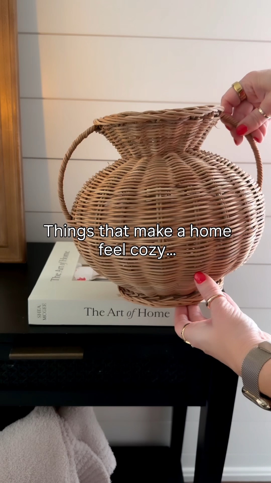 Modern Organic Cozy Summer Home … because home can feel cozy year round ✨ 

A mix of: 

* warm wood mirror (target)
*black console table (target)
* wicker vase (at home)
* pleated lamp (target)
* battery operated candles for a soft glow (amazon)
* candle holders (hobby lobby)
* books (amazon)
* lemons (amazon)

This feels cozy and intentional ✨ Summer Home Styling. Console Table decorating ideas made easy. 

#modernorganic #cozyhomedecor #cozyhomes #summerdecor #homedecorationtrends