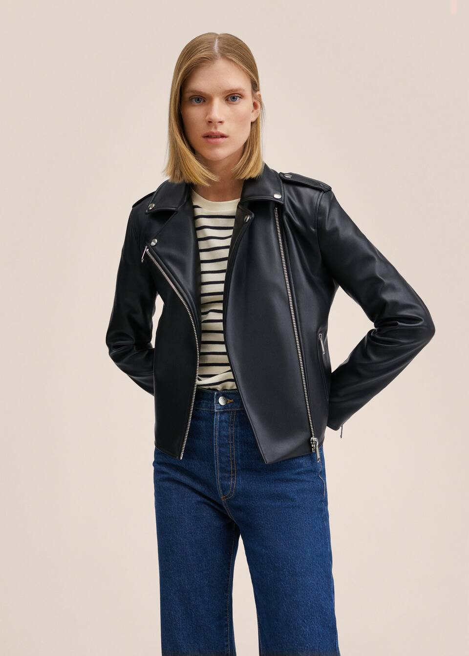 Faux-leather biker jacket | MANGO (US)