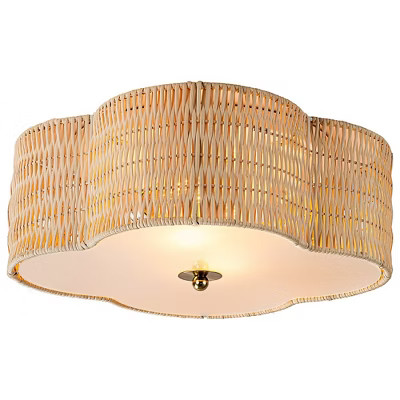 C Cattleya 2-Light Farmhouse Rattan Ceiling Flush Mount with Glass Bottom(E26) | Target