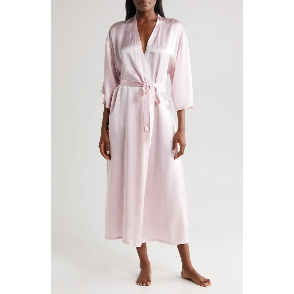 Nordstrom Washable Silk Longline Robe in Pink Cake at Nordstrom, Size Small | Nordstrom