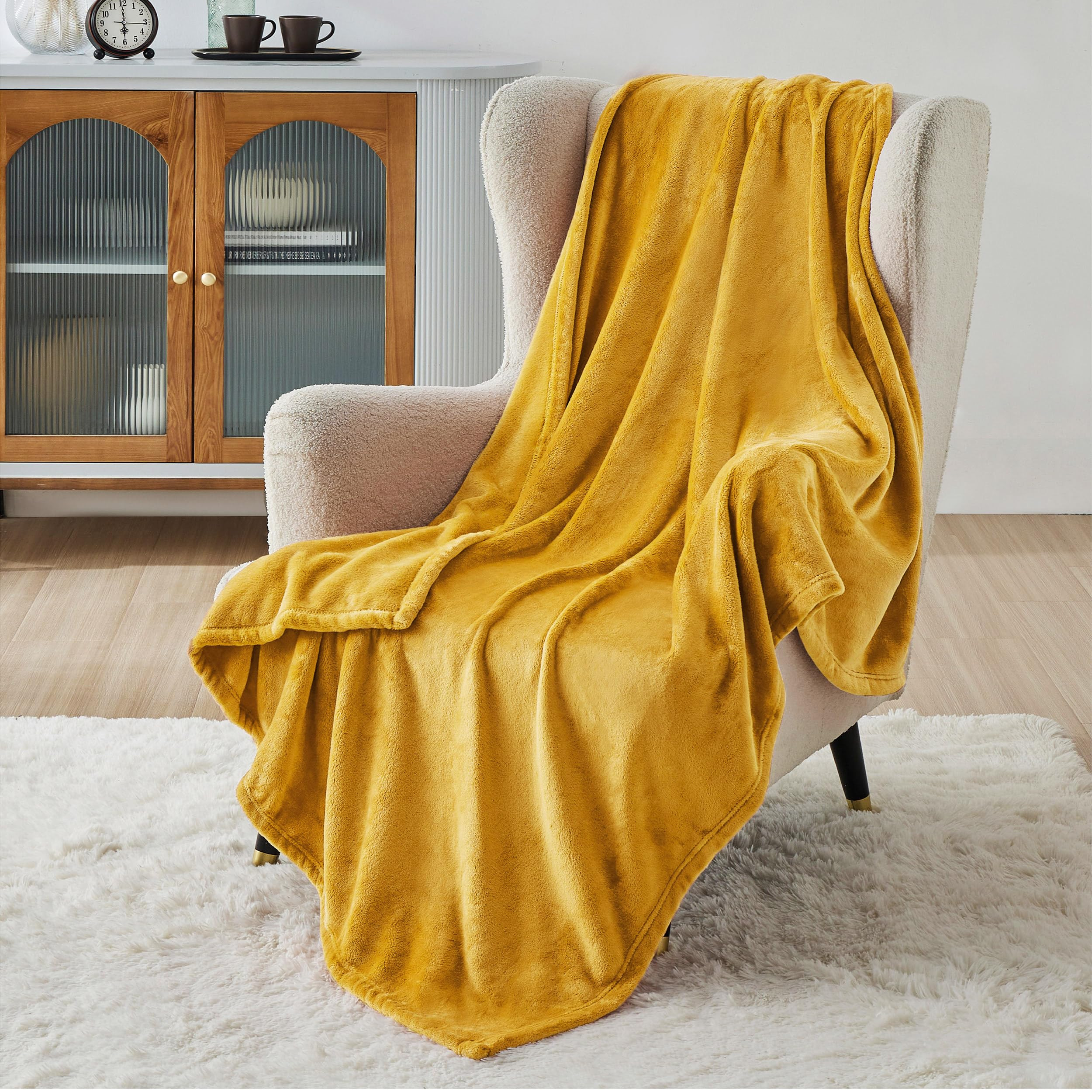 Bedsure GentleSoft Gold Fleece Throw Blanket - 300GSM Blankets for Couch, Sofa, Bed, Soft Lightweight Plush Cozy Throws for Toddlers, 50x60 inches | Amazon (US)